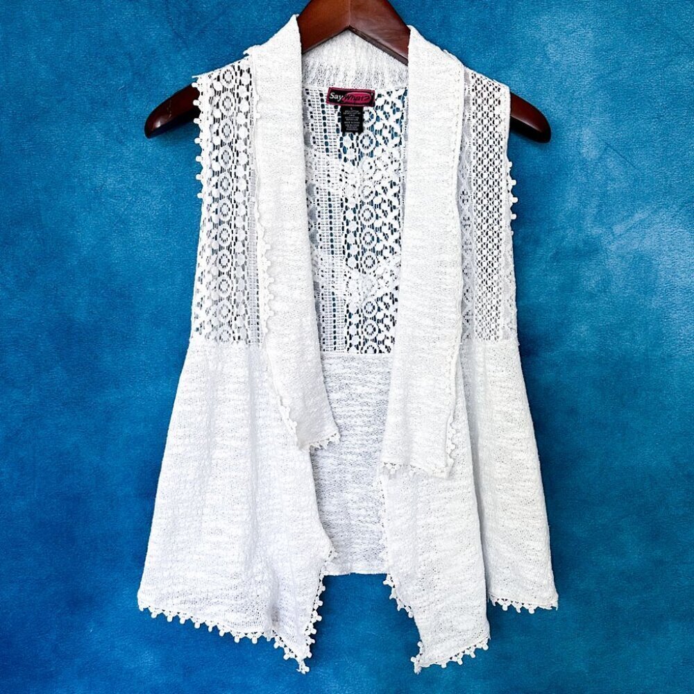 Say What White Lace Open Front Top